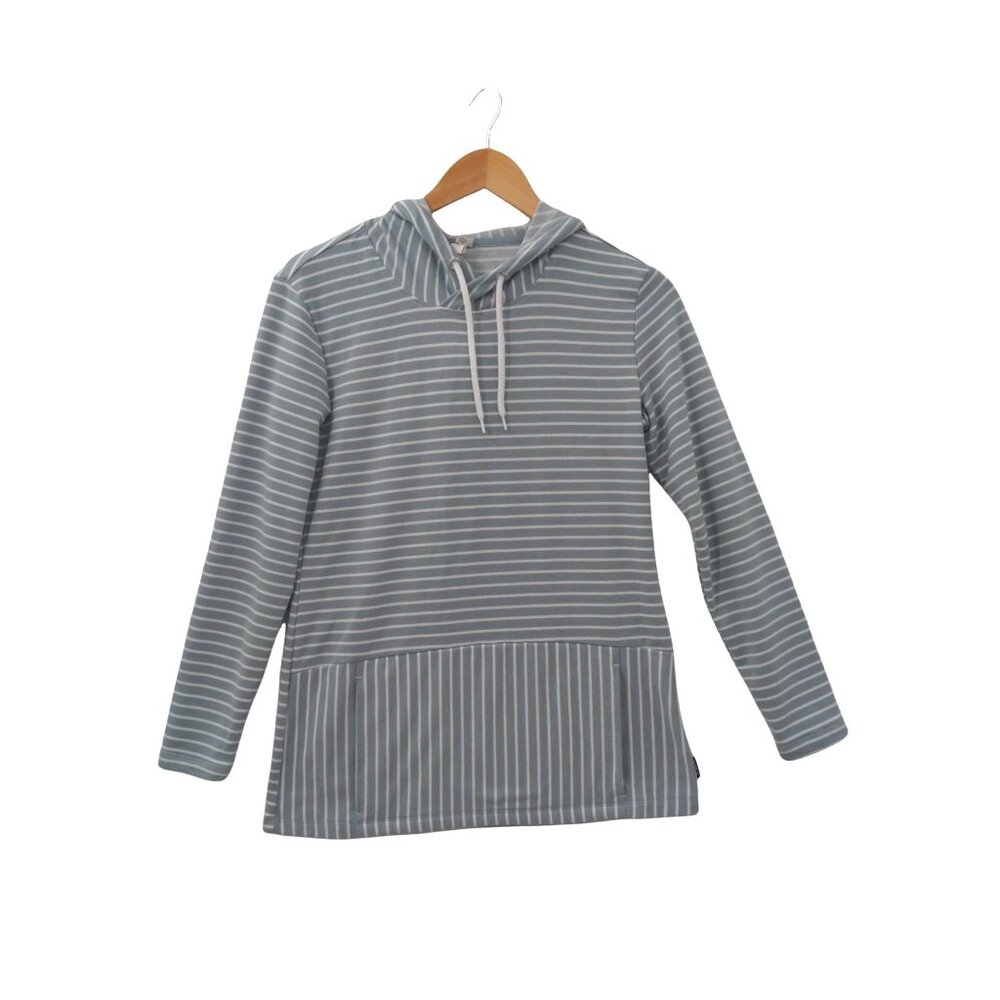 RBX Hoodie Shirt Womens S Athleisure‎ Blue White Stripe Long Sleeve Coastal